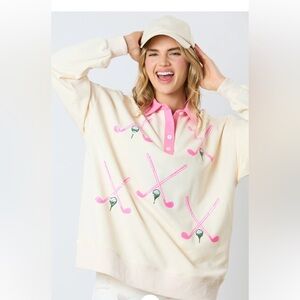 Pink and Peach Long Sleeve Women's Top